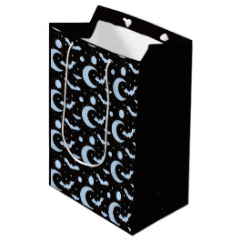 Sacola Para Presentes Média Luás Crescentes, Aranhas e Morcegos Preto Hallowee