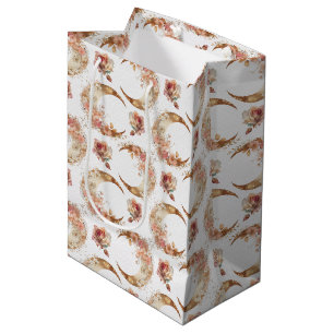 Sacola Para Presentes Média Luas e Flores Rosa