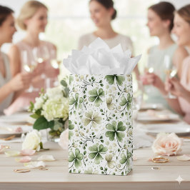 Sacola Para Presentes Média Lucky Shamrocks Clovers St. Patrick’s Day