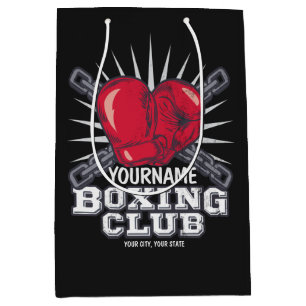 Sacola Para Presentes Média Luvas de Boxe Personalizadas Lutador Campeão Boxea