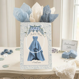 Sacola Para Presentes Média Luxe Dusty Blue Dama de Honra Personalizado