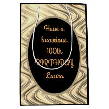 Luxo Dourado e Preto Personalizado 100º Aniversári