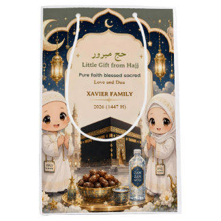 Sacola Para Presentes Média Luxo Hajj Mabroor Chibi Muçulmano