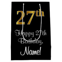 Luxuoso, Elegante, Faux Dourado, 27º Aniversário