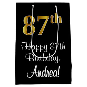 Sacola Para Presentes Média Luxuoso, Elegante, Faux Dourado Olha 87º aniversár