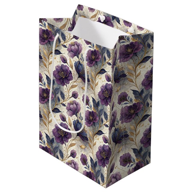 Sacola Para Presentes Média Luxury alcohol ink tiled pattern  (Frente inclinada)