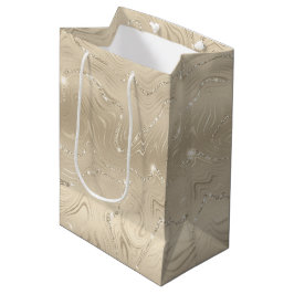 Sacola Para Presentes Média Luxury Champagne Fundo Beige Glitter