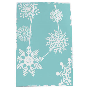 Sacola Para Presentes Média luz deliciosa - flocos de neve verdes