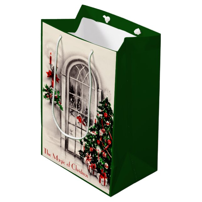 Sacola Para Presentes Média Luzes da janela de Natal (Frente inclinada)