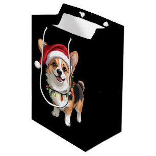 Sacola Para Presentes Média Luzes de árvore de Natal do Papai Noel Pembroke We