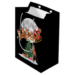 Sacola Para Presentes Média Luzes de árvore de Natal Palhaço do Papai Noel mon