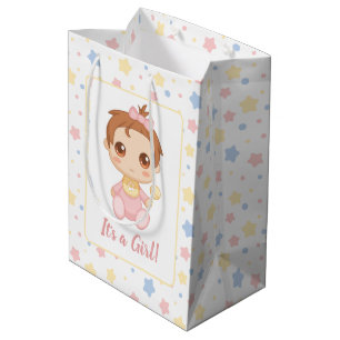 Sacola Para Presentes Média Macacão Rosa Menina Bebê