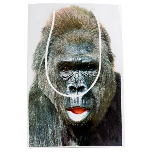 SACOLA PARA PRESENTES MÉDIA MACACO GORILA ENGRAÇADO E FOFO