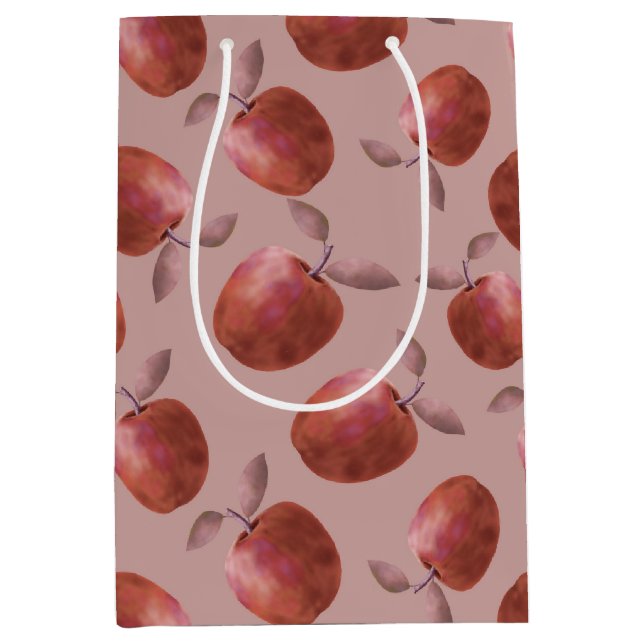 Sacola Para Presentes Média Maçãs de inverno pintadas de forma vermelha (Frente)