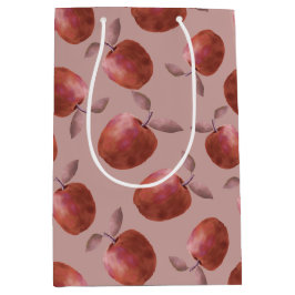 Sacola Para Presentes Média Maçãs de inverno tons vermelhos suaves