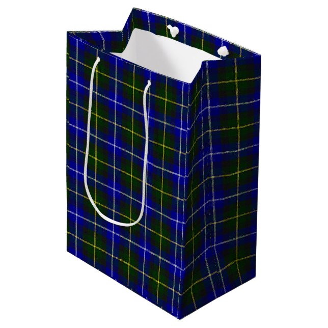 Sacola Para Presentes Média Macneil da xadrez azul de Barra tartan (Frente inclinada)