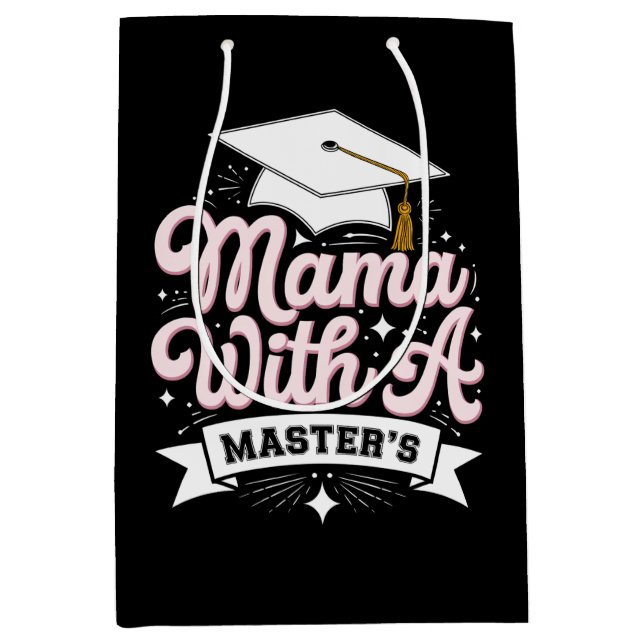 Sacola Para Presentes Média Mãe Com Mestrado Graduação Mãe (Frente)