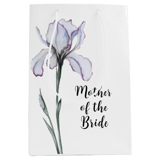 Sacola Para Presentes Média Mãe da Lavanda Moderna Iris Wedding (Frente)