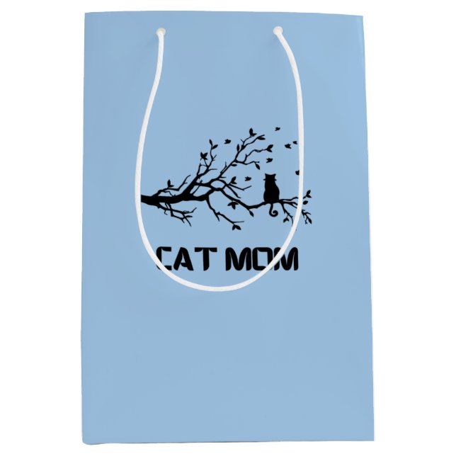 Sacola Para Presentes Média "Mãe de Gato Puramente Orgulhosa (Frente)