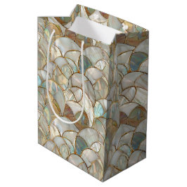 Sacola Para Presentes Média Mãe do Estilo Mosaico de Destaque Dourado de Pérol