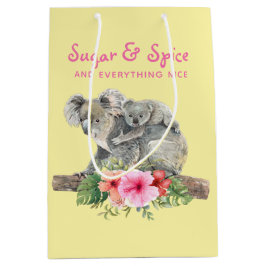Sacola Para Presentes Média Mãe e Bebê Koala Ursos Chá de fraldas de Aquarela