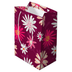 Sacola Para Presentes Média Magenta Daisy Design