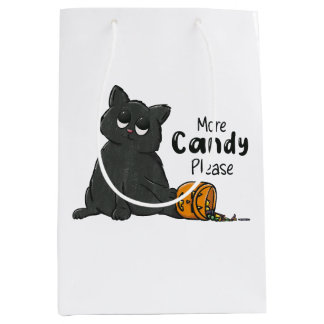 Sacola Para Presentes Média Mais Doces Por Favor Halloween Gato Preto