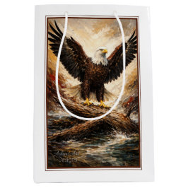 Sacola Para Presentes Média Majestic Bald Eagle Wings Spread Nature Art