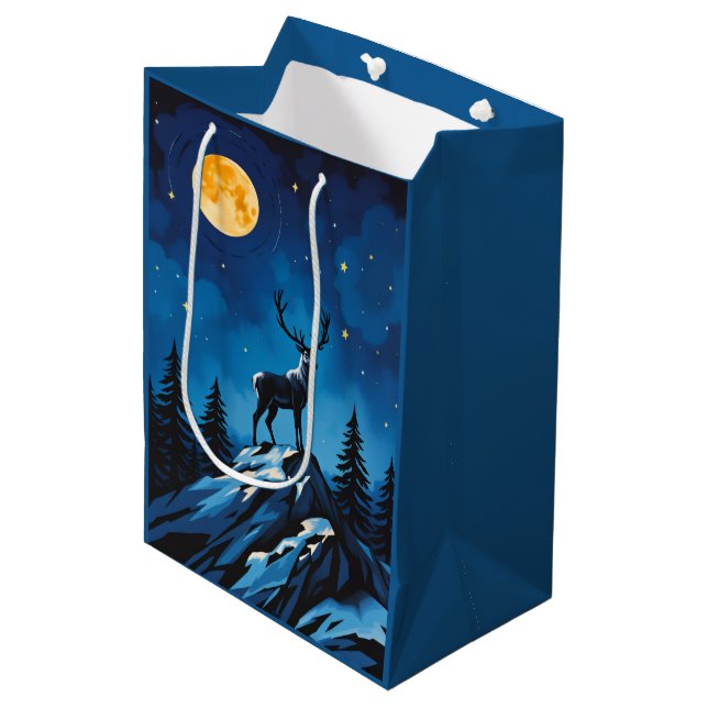 Sacola Para Presentes Média Majestic Reindeer by Moonlight Gift Bag (Frente inclinada)