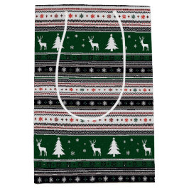 Sacola Para Presentes Média Malha de Férias da Fair Isle