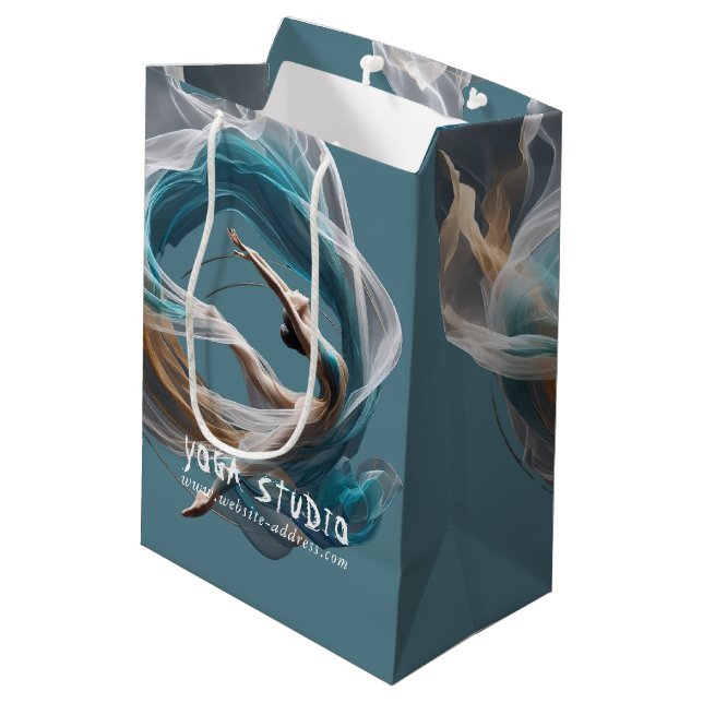 Sacola Para Presentes Média Malhação de pilotos instrutores de ioga aérea voad (Verso inclinado)