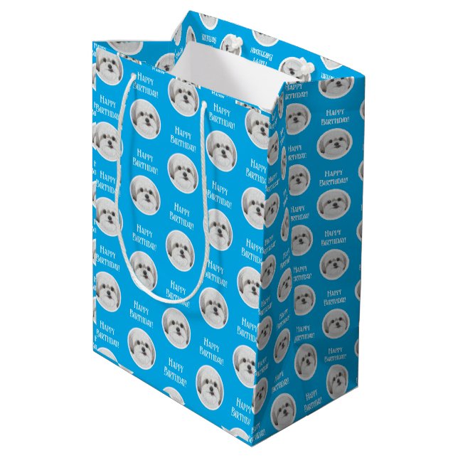 Sacola Para Presentes Média Malshi Azul (Verso inclinado)