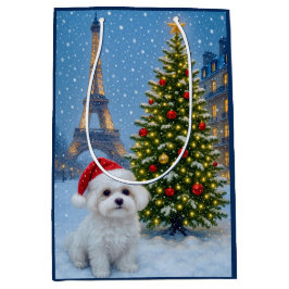 Sacola Para Presentes Média Maltese Holiday 