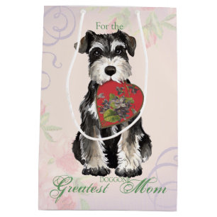 Sacola Para Presentes Média Mamã do coração do Schnauzer diminuto