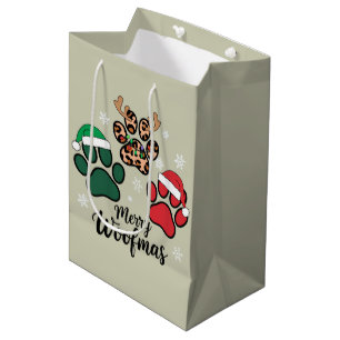 Sacola Para Presentes Média Mamãe Cachorro Natal Feliz Woofmas Amante de Cacho