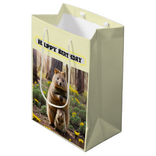 Sacola Para Presentes Média Mamãe E Baby Quokka, Aniversário