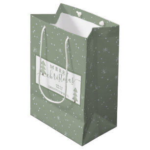 Sacola Para Presentes Média Manuscrito de NATAL de Árvores de Natal Modernas