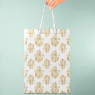 Sacola Para Presentes Média Mão Dourada de Sunflower Hamsa