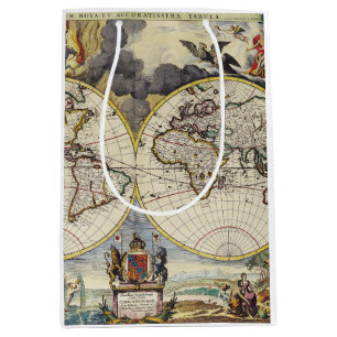 Sacola Para Presentes Média Mapa antigo antigo inspirado (4)