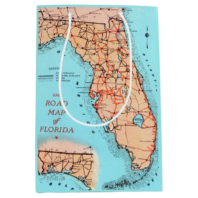 Sacola Para Presentes Média Mapa de Estradas da Flórida (Frente)