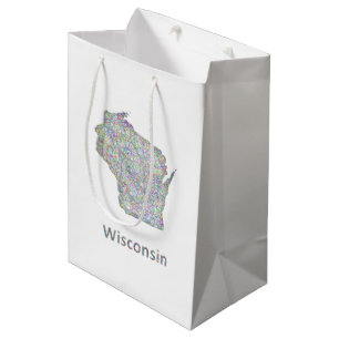 Sacola Para Presentes Média Mapa de Wisconsin