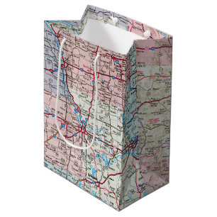 Sacola Para Presentes Média Mapa do Centro-Oeste dos EUA