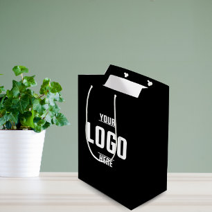 Sacola Para Presentes Média Marca de logotipo de empresa personalizada - Preto