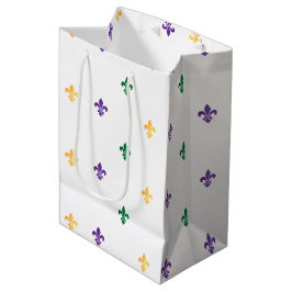 Sacola Para Presentes Média Mardi Gras - Carnaval Fleur de Lis Diamond Decore
