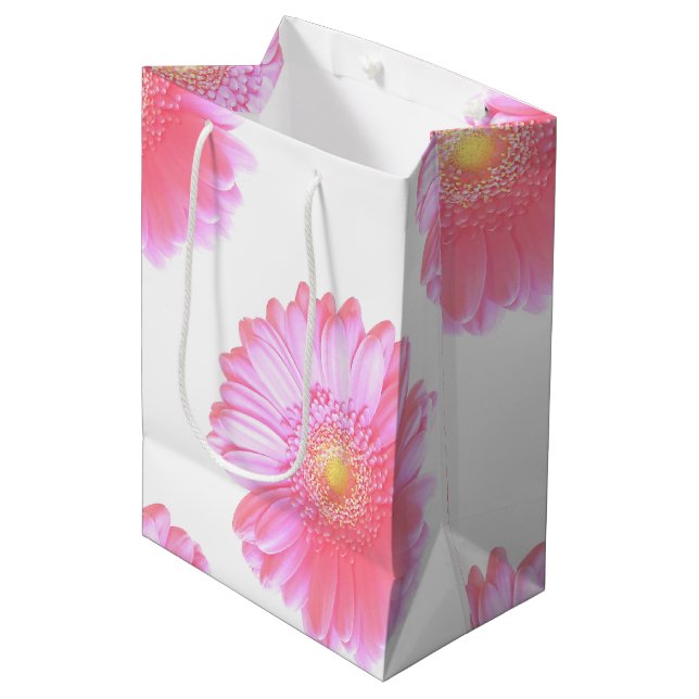 Sacola Para Presentes Média margarida da rosa claro gerbera (Frente inclinada)