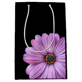 Sacola Para Presentes Média Margarida Roxa no Saco de Presente MÍDIA Preta