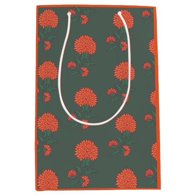 Sacola Para Presentes Média Marigold em Verde (Copo de Riso) (Frente)