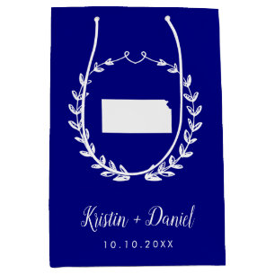 Sacola Para Presentes Média Marinho Azul Kansas Mapa de Boas-vindas Swag