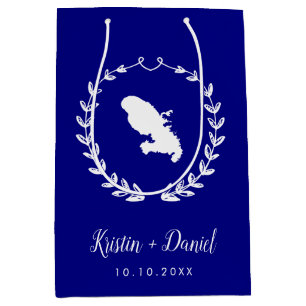 Sacola Para Presentes Média Marinho Azul Martinica Mapa Boas-vindas Swag