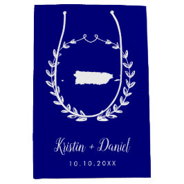 Sacola Para Presentes Média Marinho Azul Porto Rico Mapa de Boas-Vindas Swag